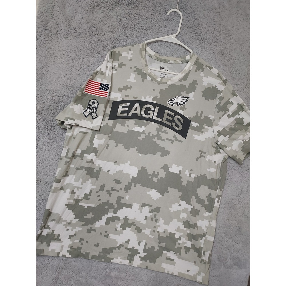 Philadelphia Eagles Shirt Mens XL Nike NFL Salute To Service Camo Gray Football